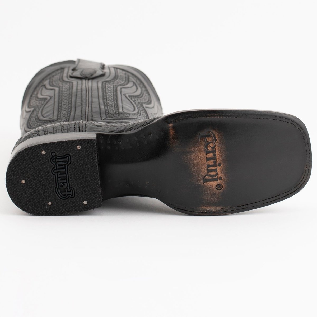 Ferrini Men's Dakota Hornback Caiman Western Boots - Square Toe Handcrafted Black - Ferrini Boots