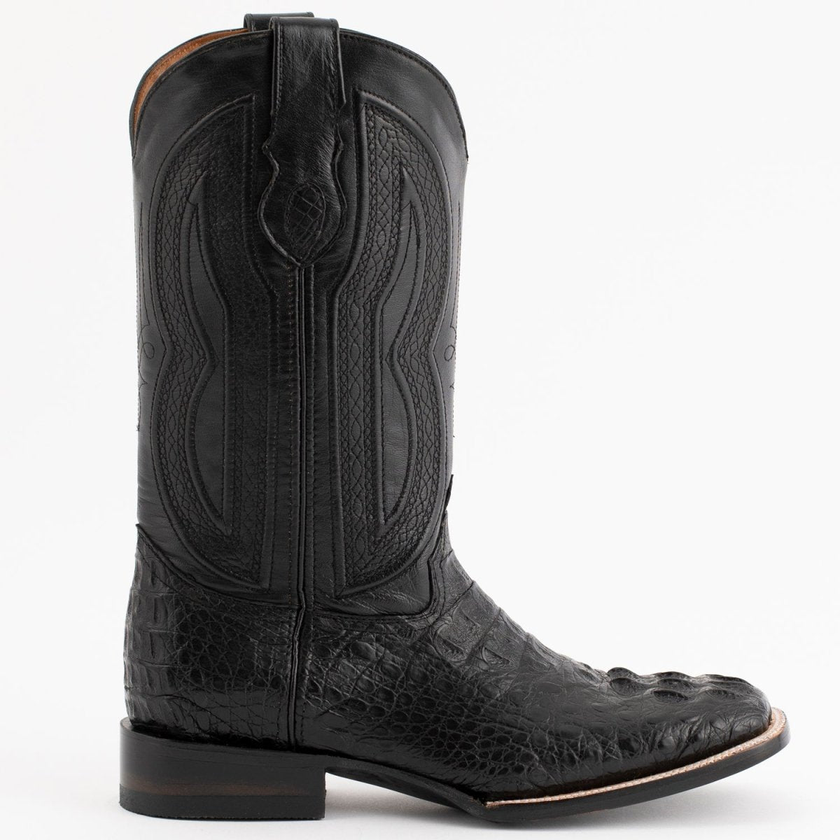 Ferrini Men's Dakota Hornback Caiman Western Boots - Square Toe Handcrafted Black - Ferrini Boots