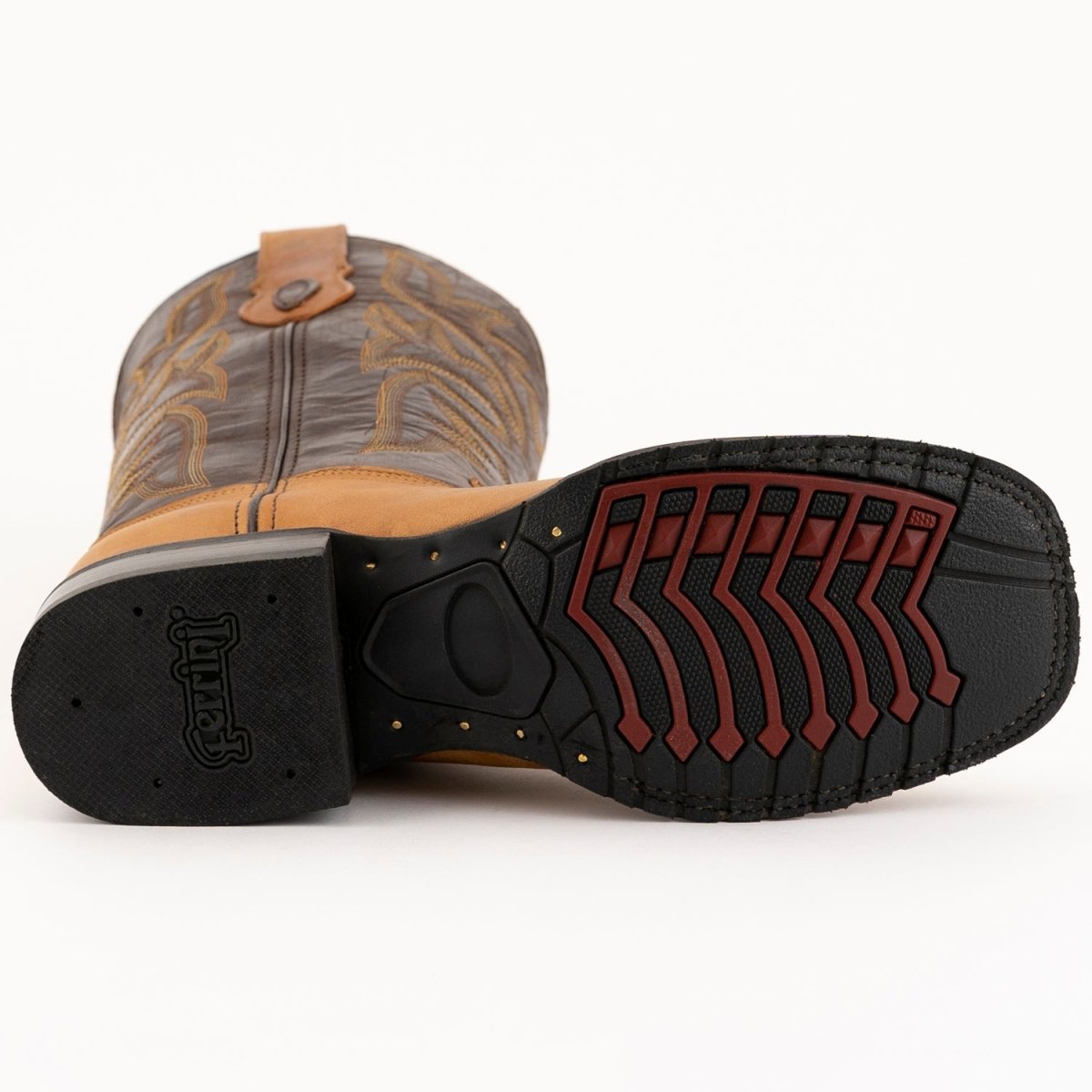 Ferrini Men's Kingston Rubber Sole Boots Handcrafted - Antique Saddle - Ferrini Boots