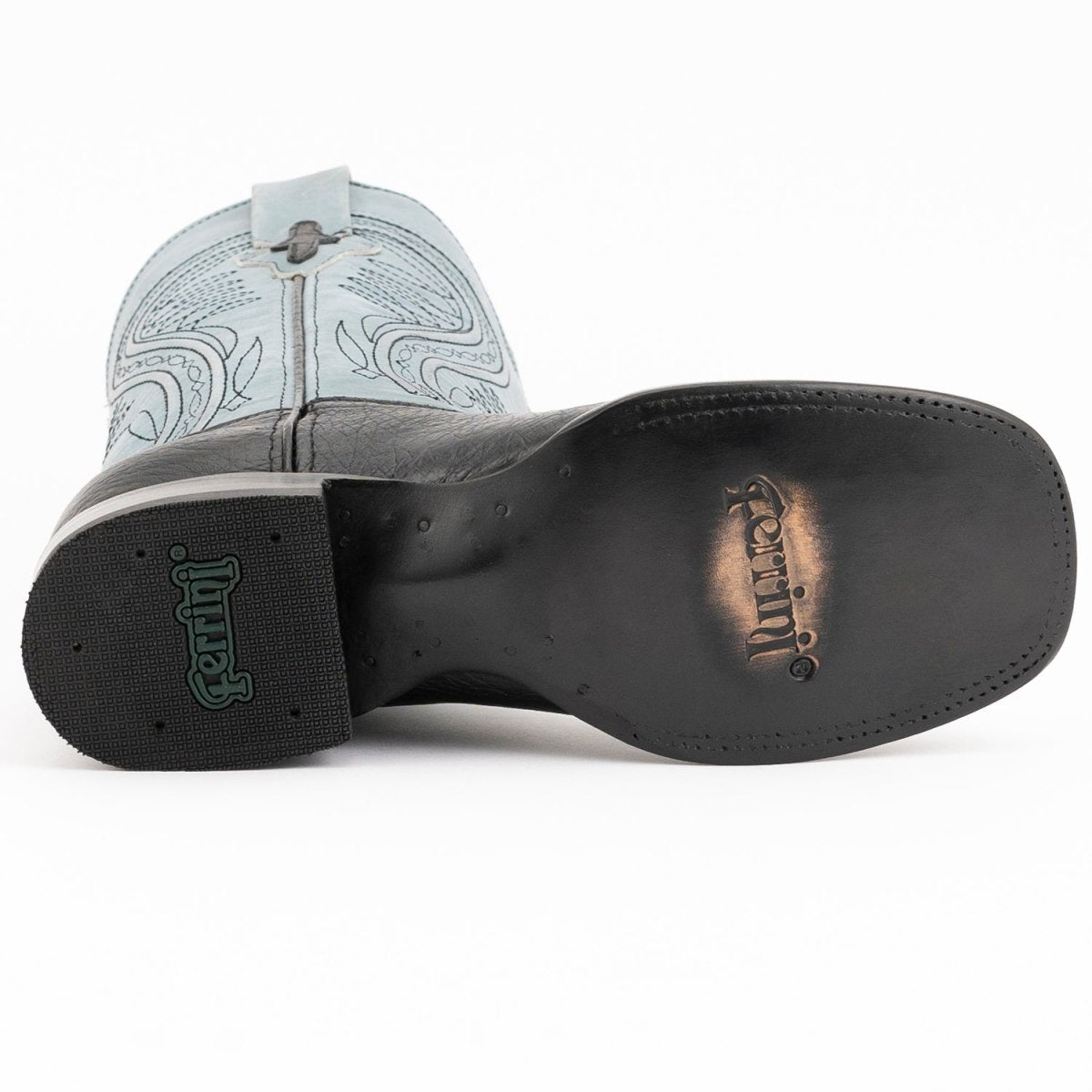 Ferrini Men's Morgan Smooth Ostrich Square Toe Boots Handcrafted - Black - Ferrini Boots