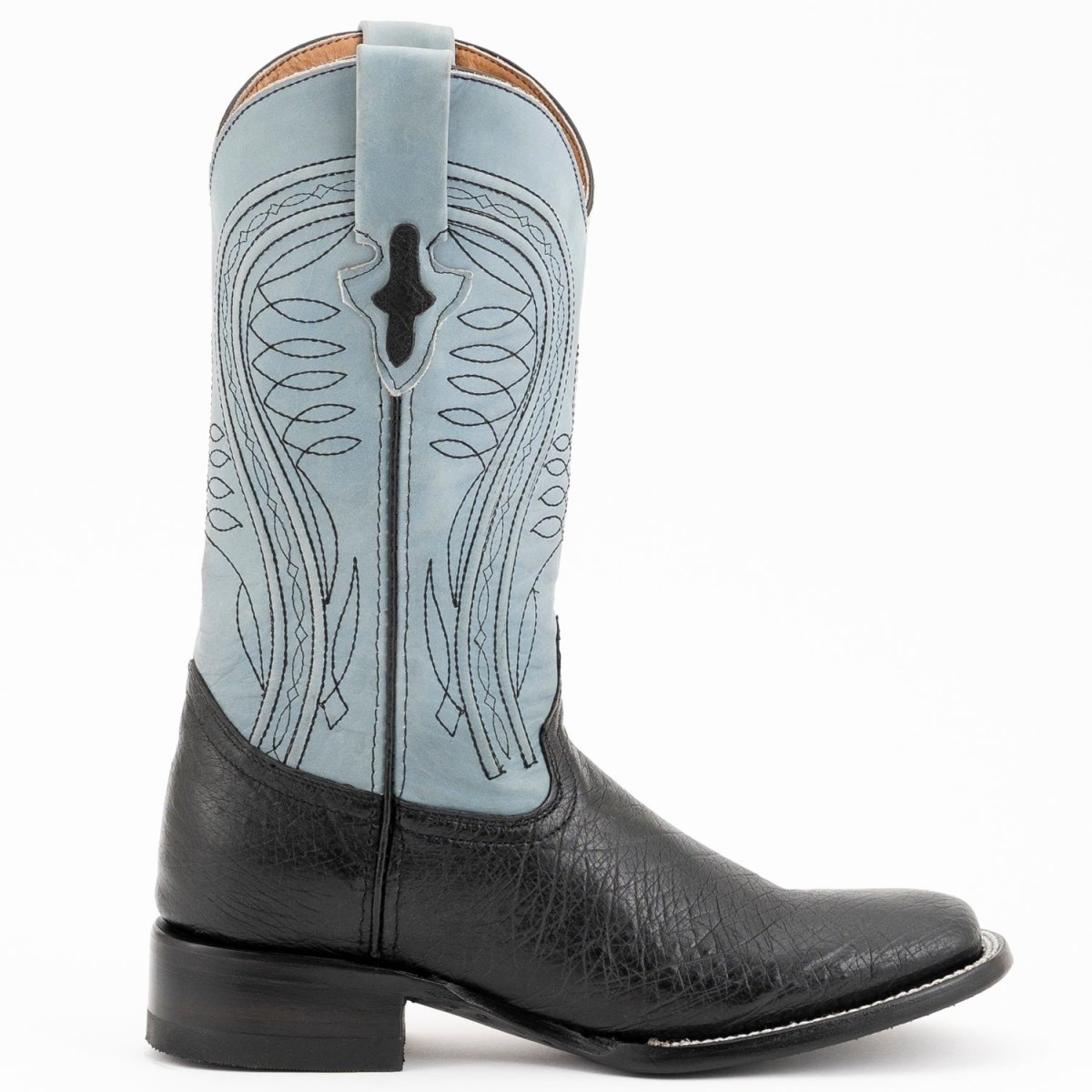 Ferrini Men's Morgan Smooth Ostrich Square Toe Boots Handcrafted - Black - Ferrini Boots