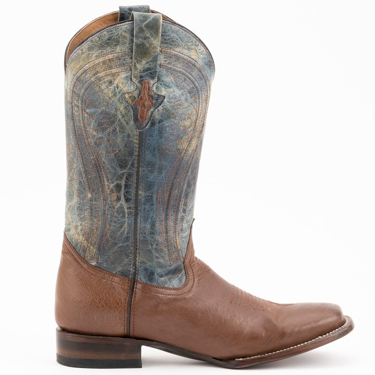 Ferrini Men's Morgan Smooth Ostrich Square Toe Boots Handcrafted - Kango Brown - Ferrini Boots