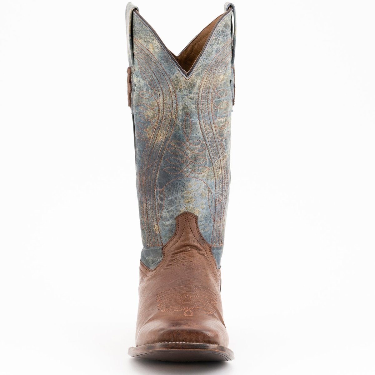 Ferrini Men's Morgan Smooth Ostrich Square Toe Boots Handcrafted - Kango Brown - Ferrini Boots