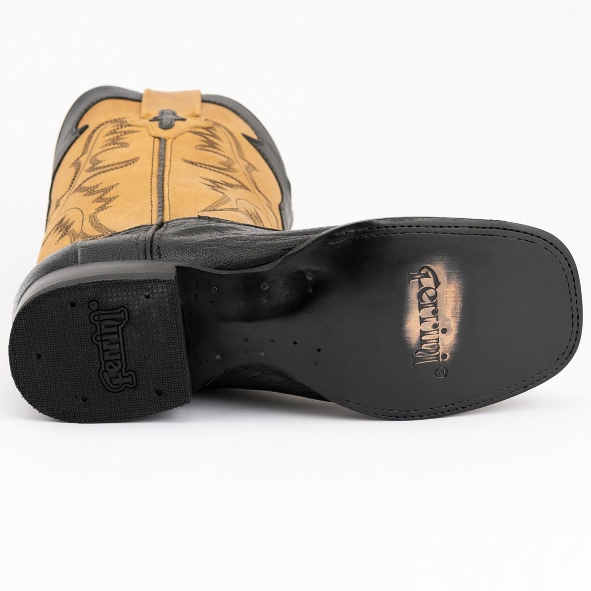 Ferrini Men's Nash Ostrich Leg Boots Handcrafted - Black - Ferrini Boots