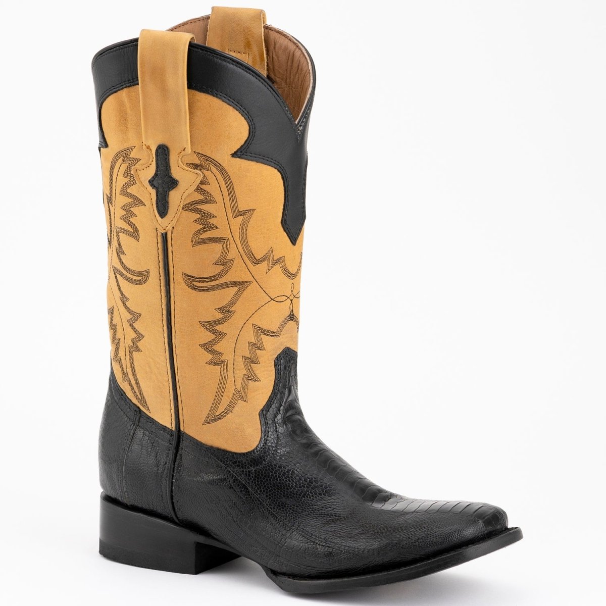 Ferrini Men's Nash Ostrich Leg Boots Handcrafted - Black - Ferrini Boots