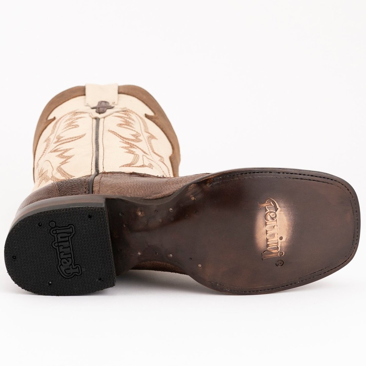 Ferrini Men's Nash Ostrich Leg Boots Handcrafted - Brown - Ferrini Boots