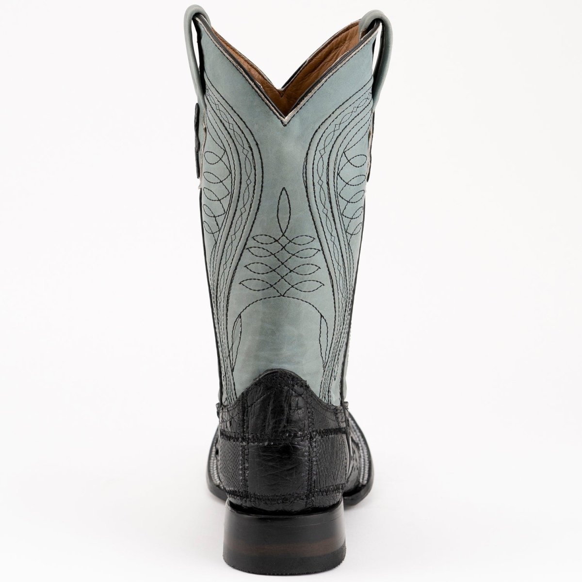 Ferrini Men's Pinto Patch Ostrich Square Toe Boots Handcrafted - Black 1069304 - Ferrini Boots