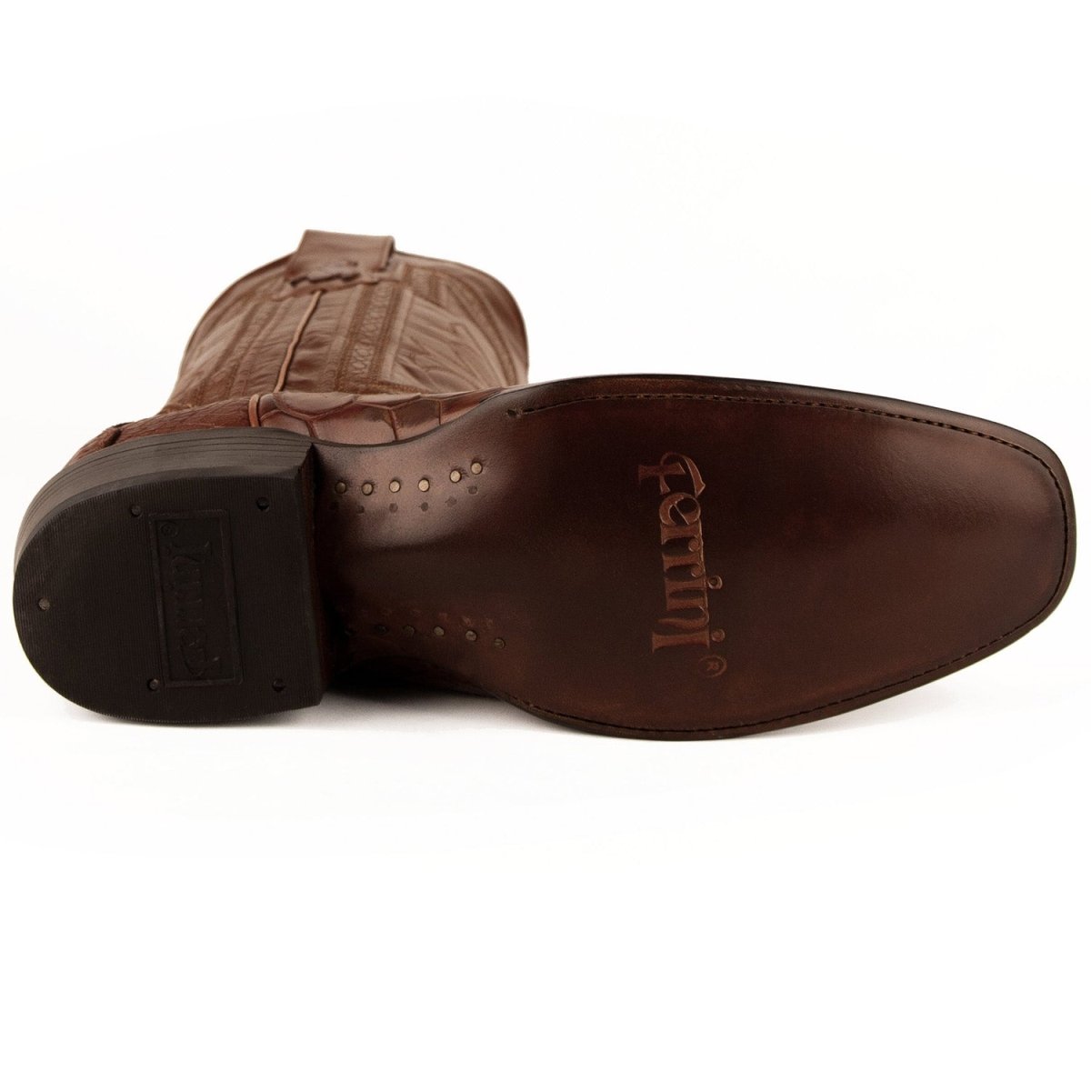 Ferrini Men's Stallion Alligator Belly Boots French Toe Handcrafted Cognac 1074126 - Ferrini Boots