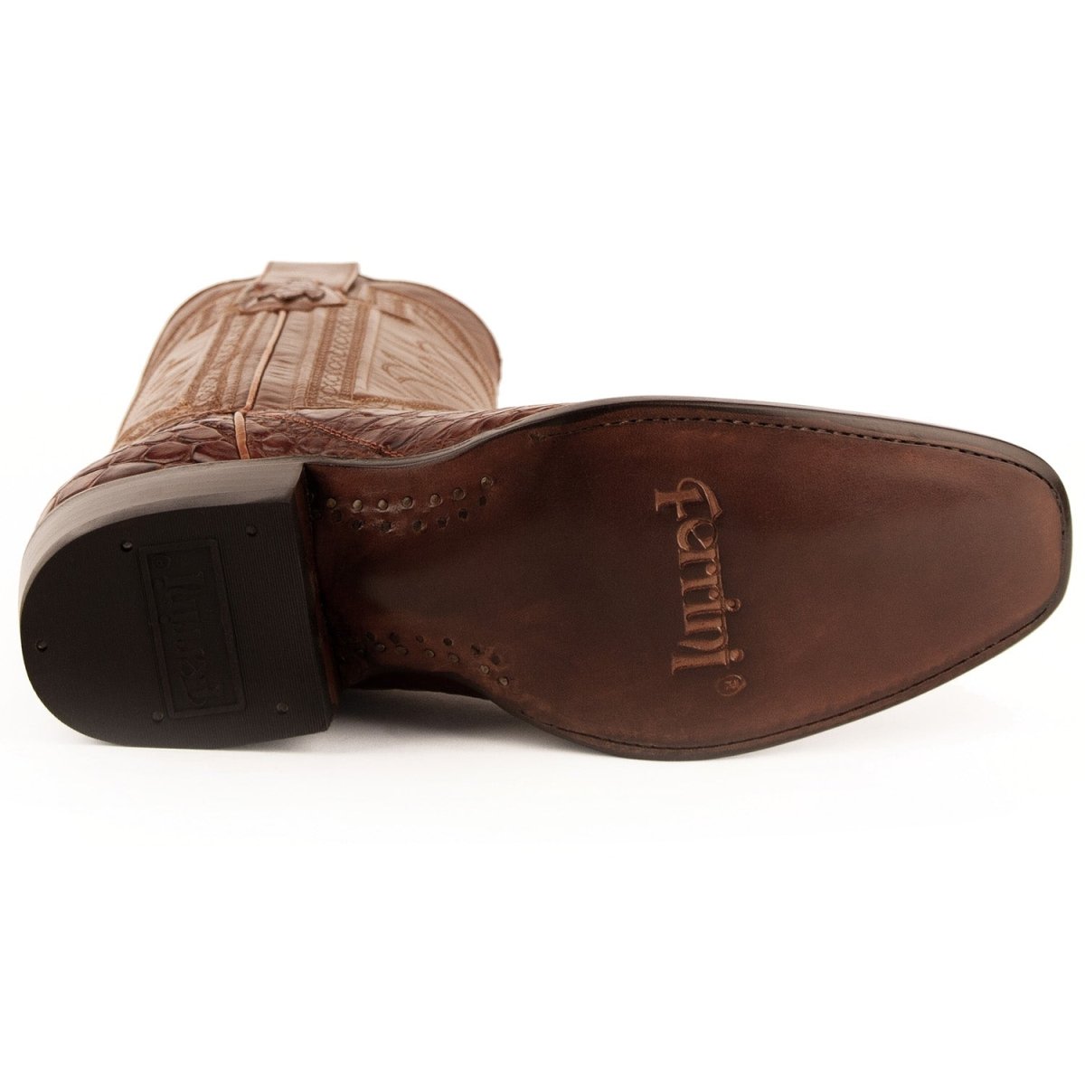 Ferrini Men's Stallion Alligator Belly Boots Narrow Square Toe Handcrafted Cognac 1077102 - Ferrini Boots