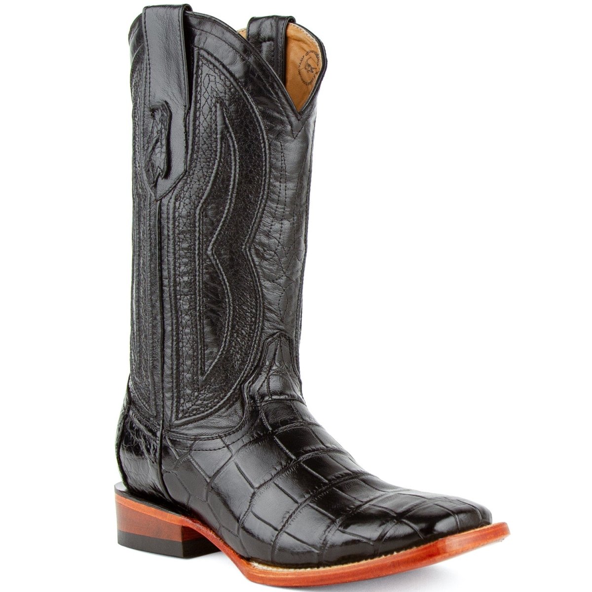 Ferrini Men's Stallion Alligator Belly Boots Square Toe Black 1079304 - Ferrini Boots