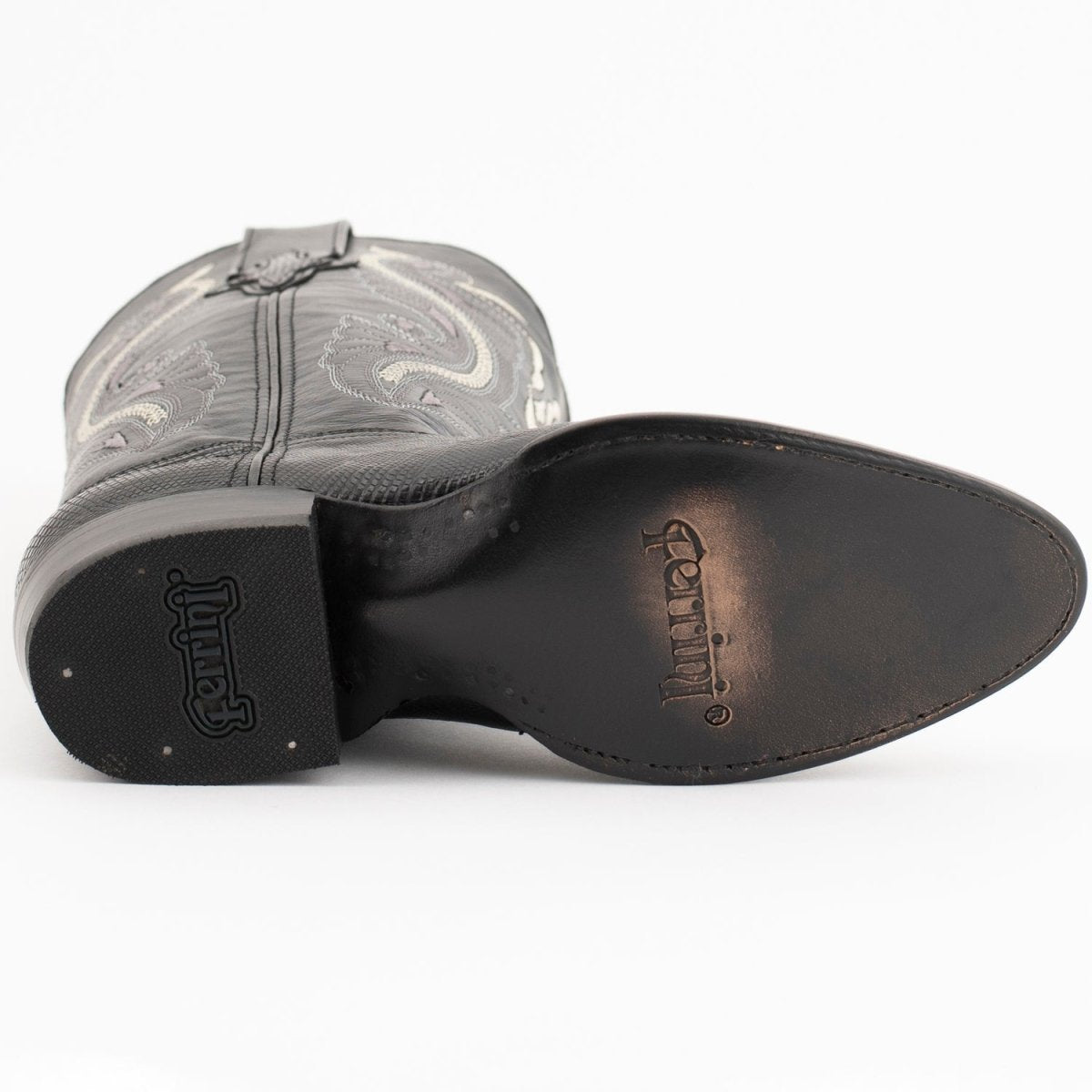 Ferrini Men's Taylor Lizard Round Toe Handcrafted - Black 1111104 - Ferrini Boots