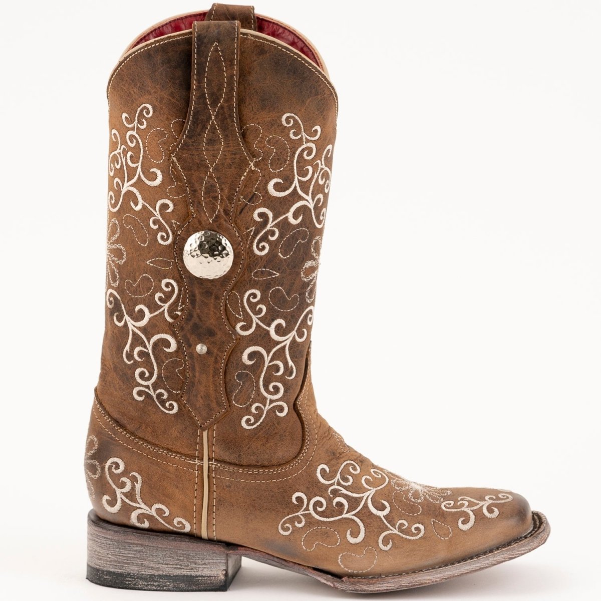 Ferrini Women's Bella Square Toe Boots Handcrafted - Brown - Ferrini Boots