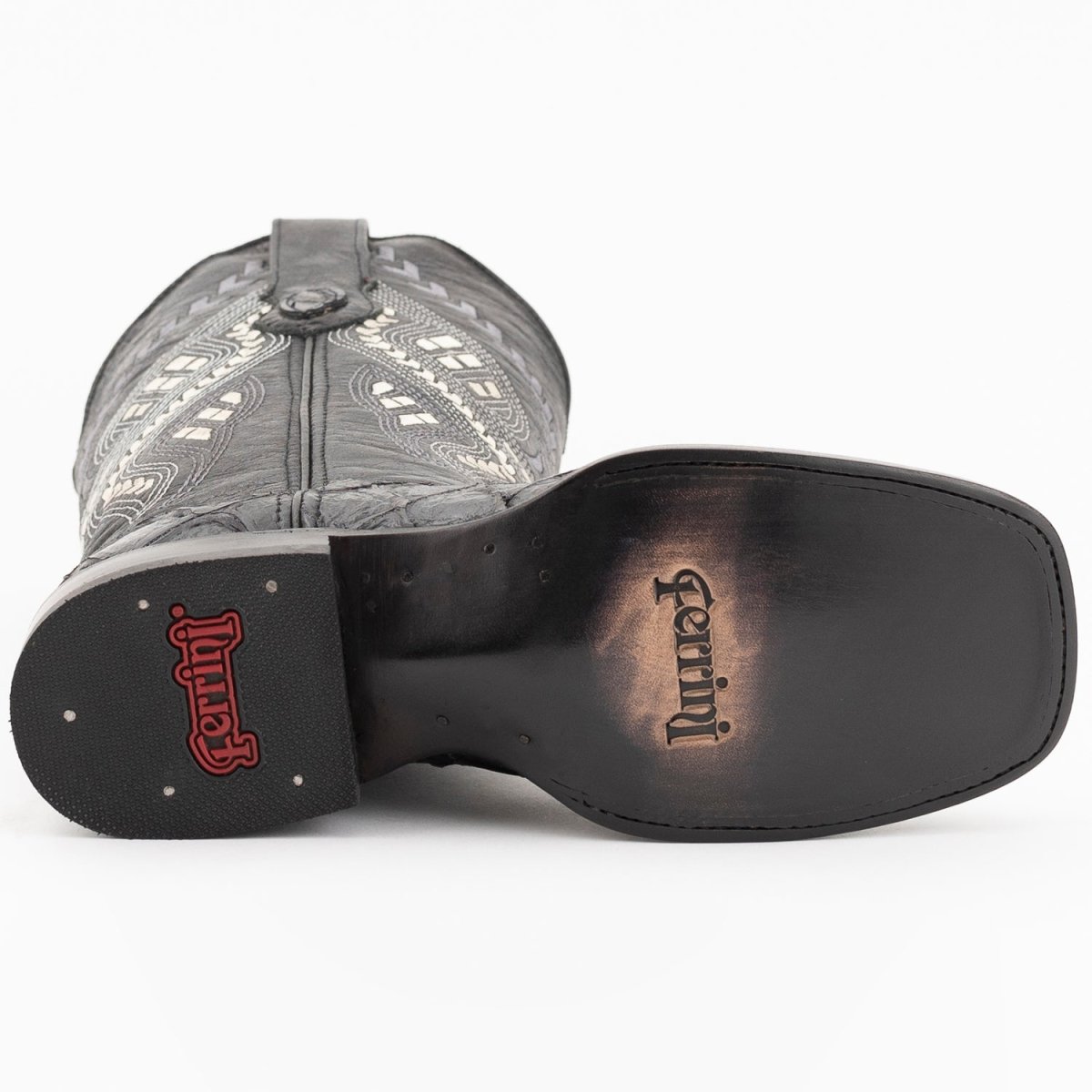 Ferrini Women's Bronco Square Toe Boots Pirarucu Fish Print - Black - Ferrini Boots