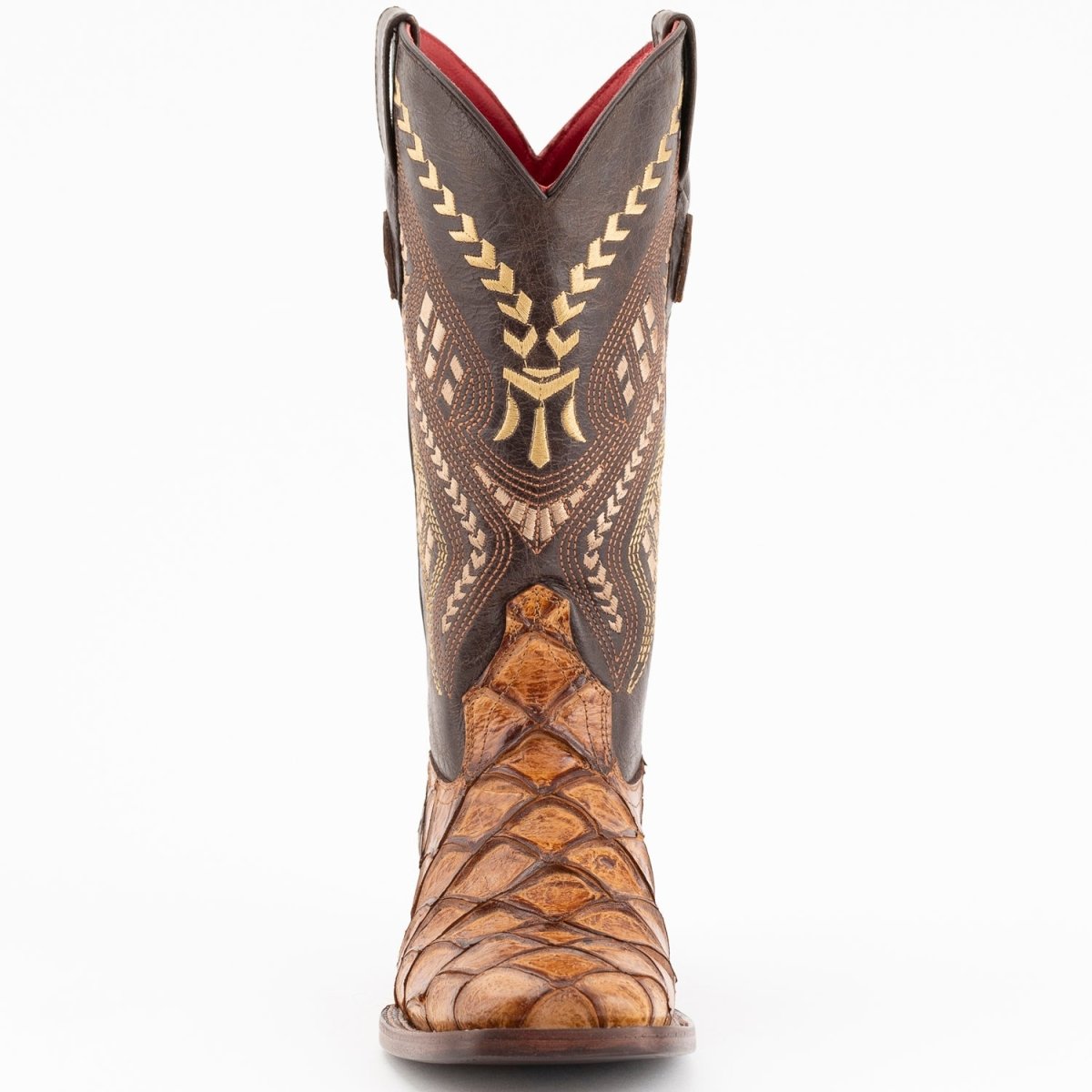 Ferrini Women's Bronco Square Toe Boots Pirarucu Fish Print - Cognac - Ferrini Boots