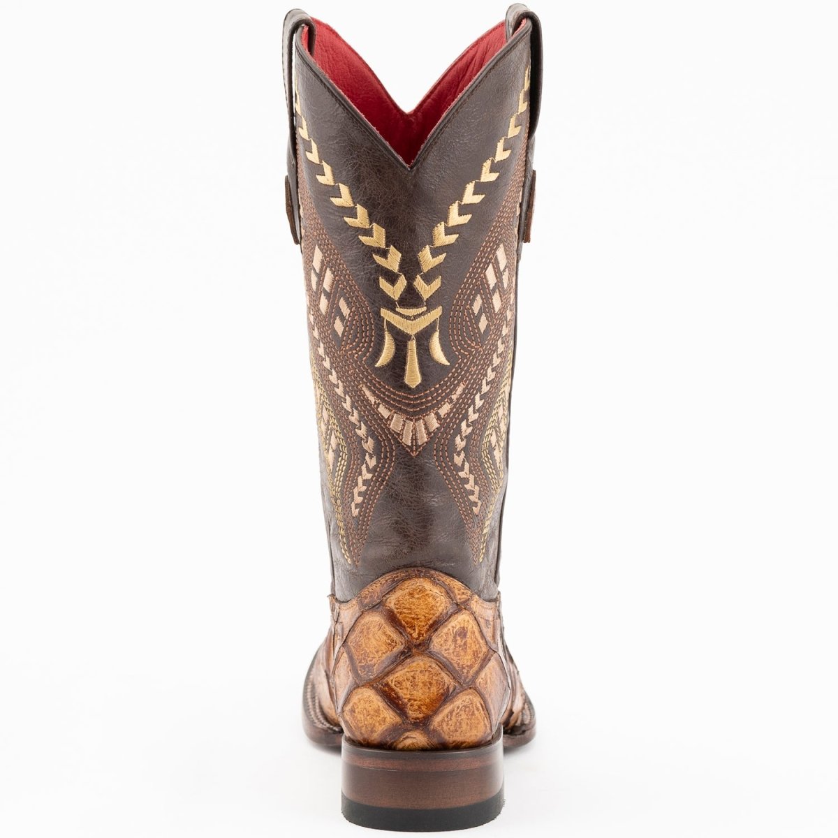 Ferrini Women's Bronco Square Toe Boots Pirarucu Fish Print - Cognac - Ferrini Boots
