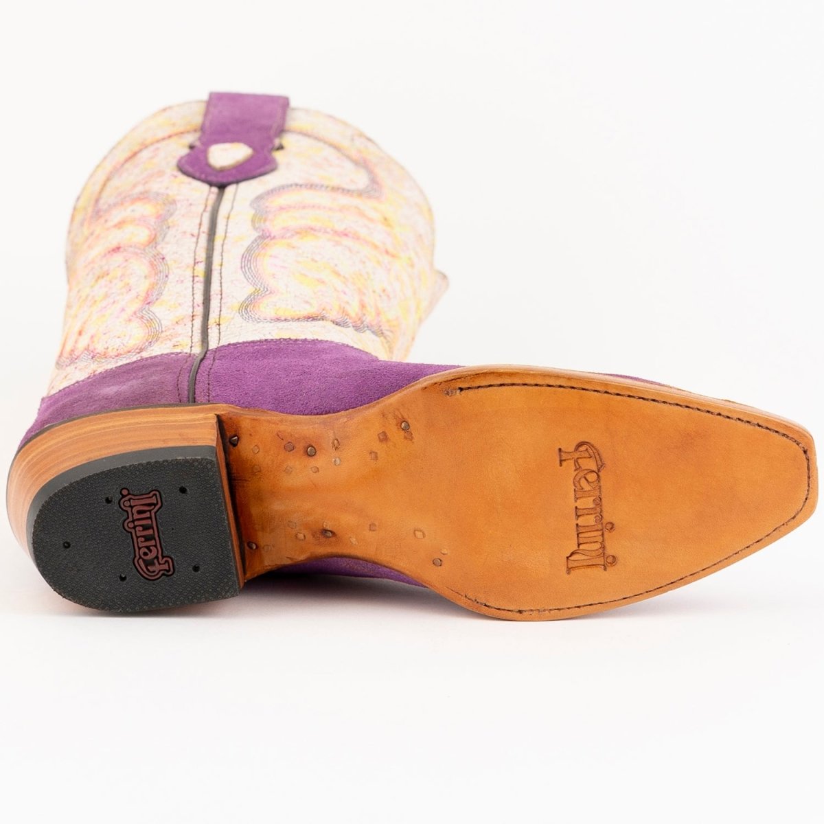 Ferrini Women's Candy Snip Toe Boots Handcrafted - Purple/Cream - Ferrini Boots