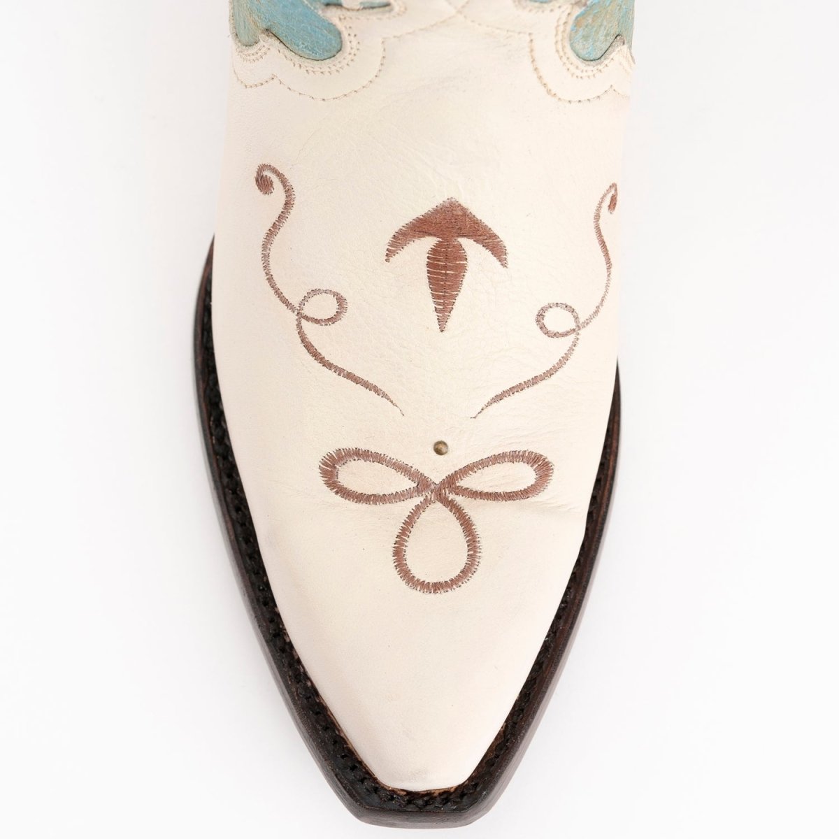 Ferrini Women's Duchess Snip Toe Boots Handcrafted - Cream/Turquoise - Ferrini Boots