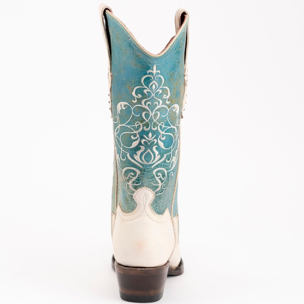 Ferrini Women's Duchess Snip Toe Boots Handcrafted - Cream/Turquoise - Ferrini Boots