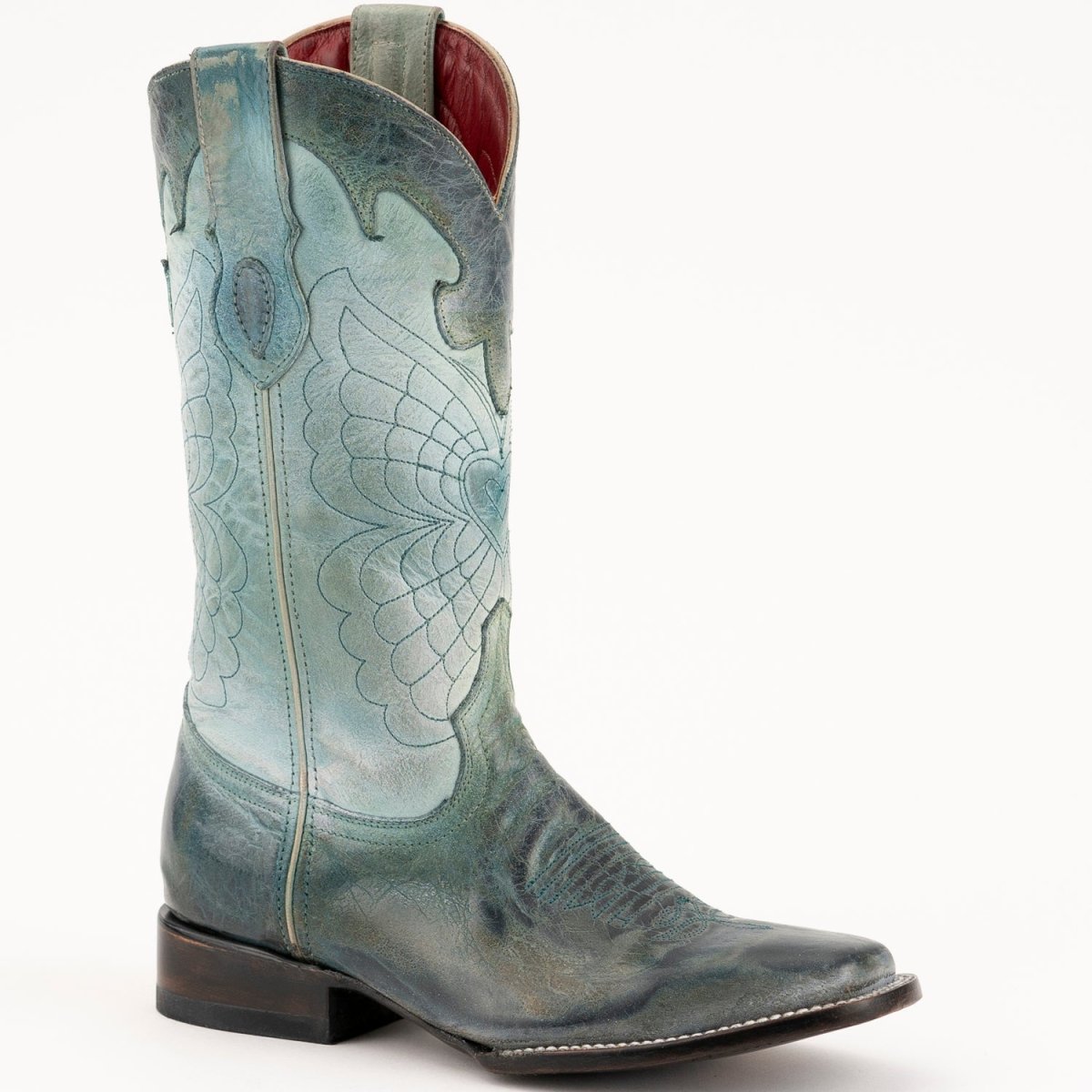 Ferrini Women's Glacier Narrow Square Toe Boots Handcrafted - Teal - Ferrini Boots