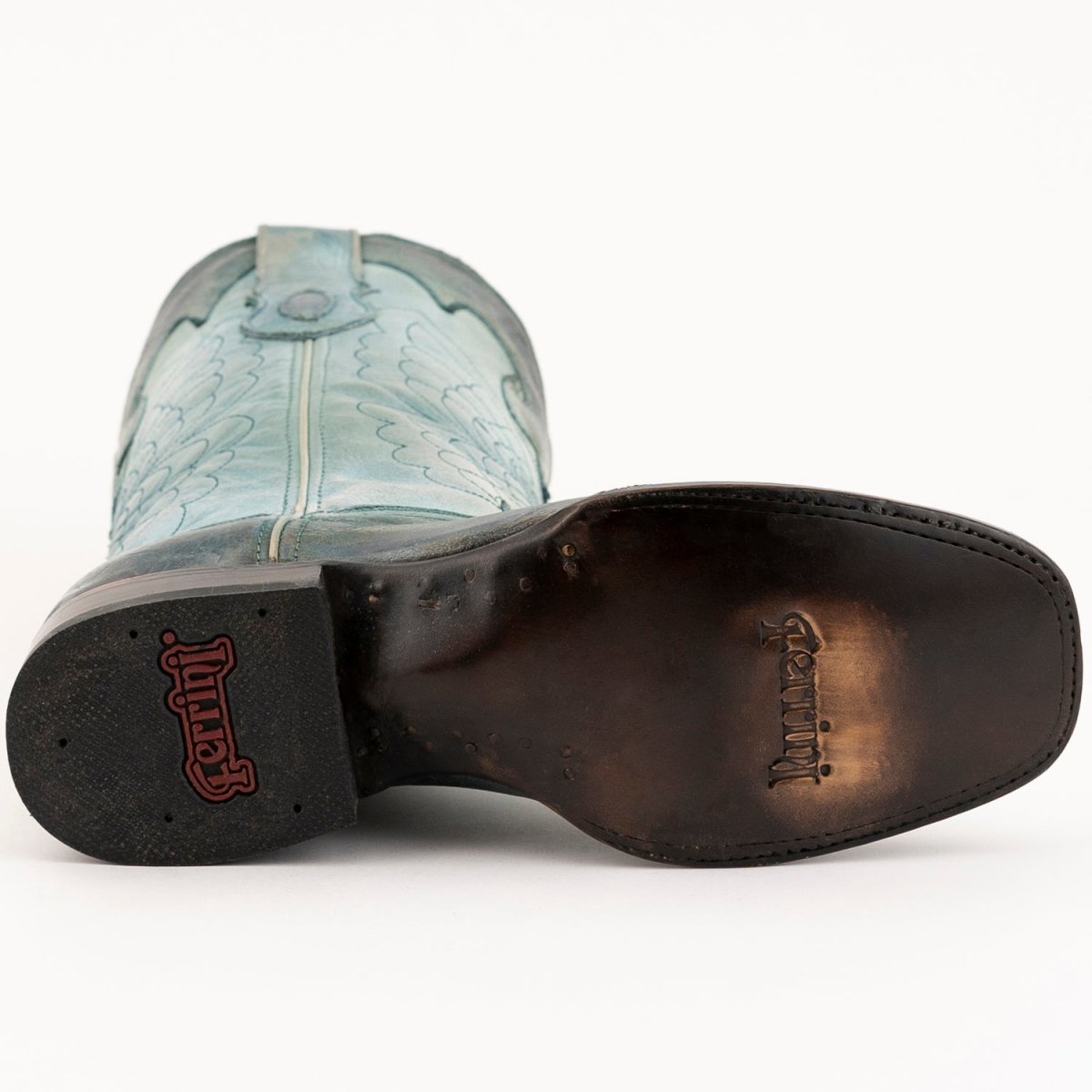 Ferrini Women's Glacier Narrow Square Toe Boots Handcrafted - Teal - Ferrini Boots