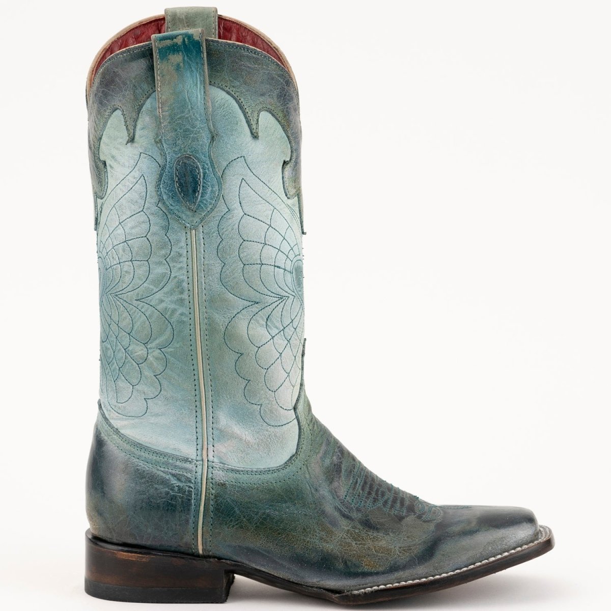 Ferrini Women's Glacier Narrow Square Toe Boots Handcrafted - Teal - Ferrini Boots