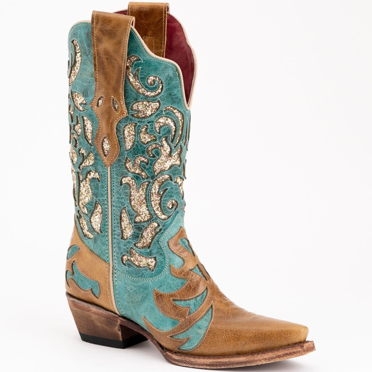 Ferrini Women's Glitz Snip Toe Boots Handcrafted - Antique Saddle - Ferrini Boots