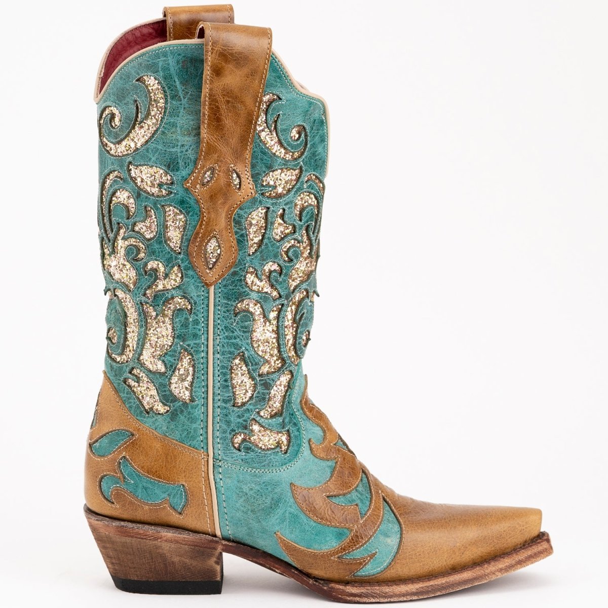 Ferrini Women's Glitz Snip Toe Boots Handcrafted - Antique Saddle - Ferrini Boots