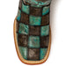 Ferrini Women's Patchwork Square Toe Boots Handcrafted - Black/Teal - Ferrini Boots