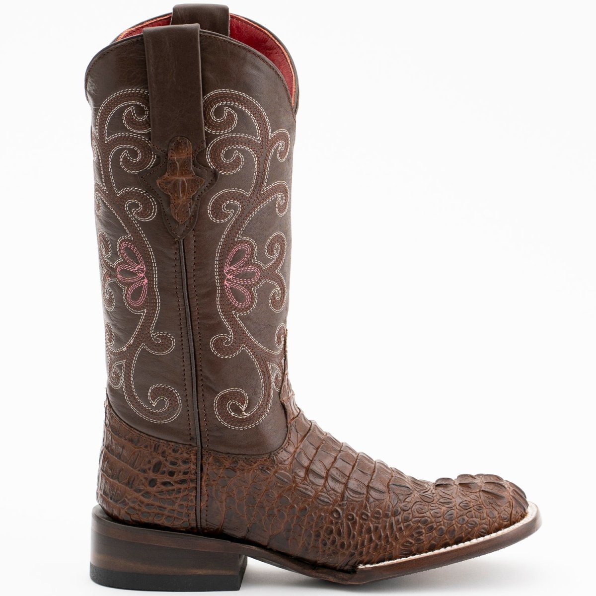 Ferrini Women's Stampede Square Toe Boots Crocodile Print - Rust Brown - Ferrini Boots