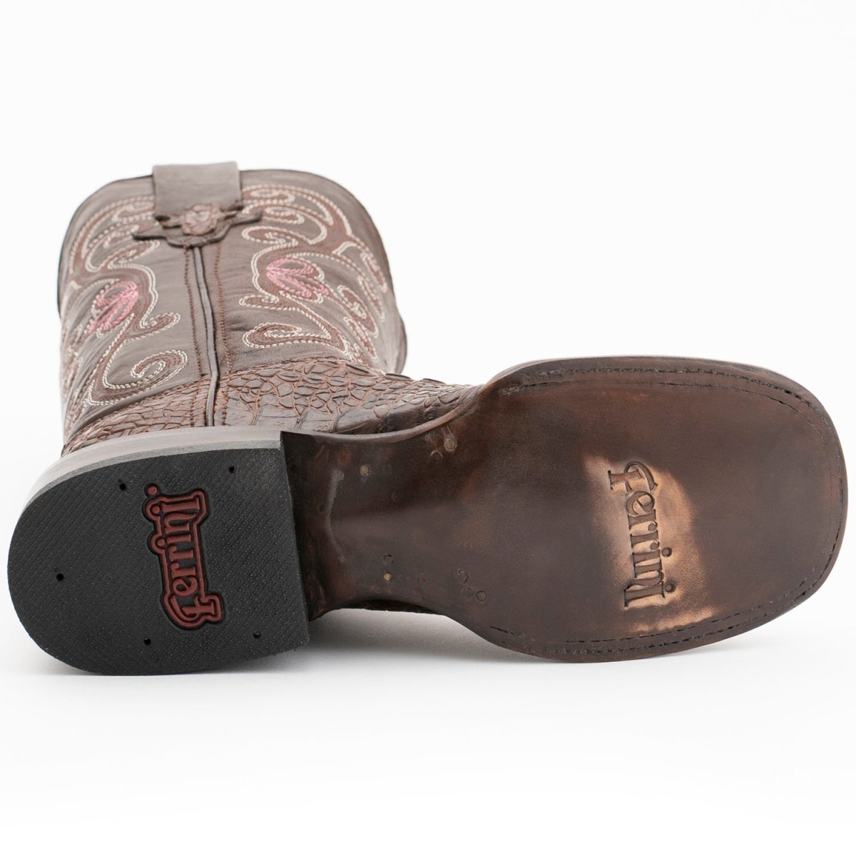 Ferrini Women's Stampede Square Toe Boots Crocodile Print - Rust Brown - Ferrini Boots