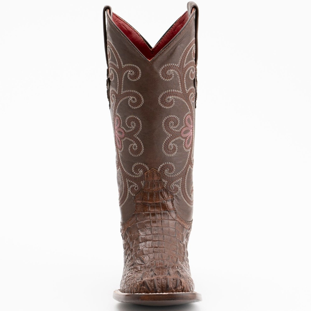 Ferrini Women's Stampede Square Toe Boots Crocodile Print - Rust Brown - Ferrini Boots