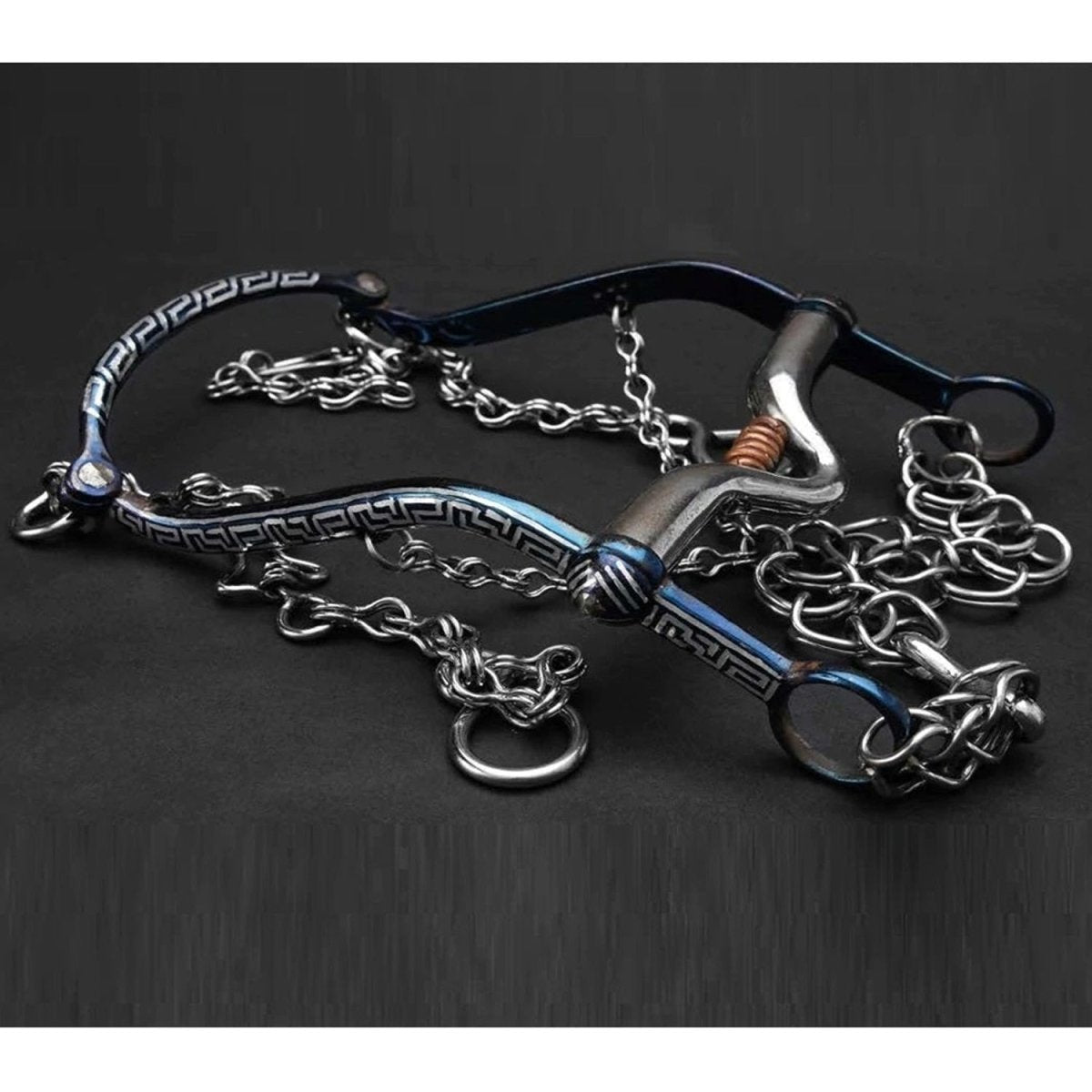 Freno Fino para Caballo Acero Inoxidable Pavoneado Azul IMP-51115 - ImporMexico