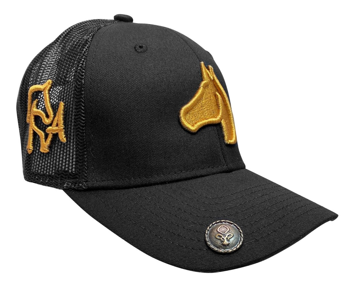 Gorra Charra con Bordado de Caballo Color Negro con Oro WD-1761 - White Diamonds Boots