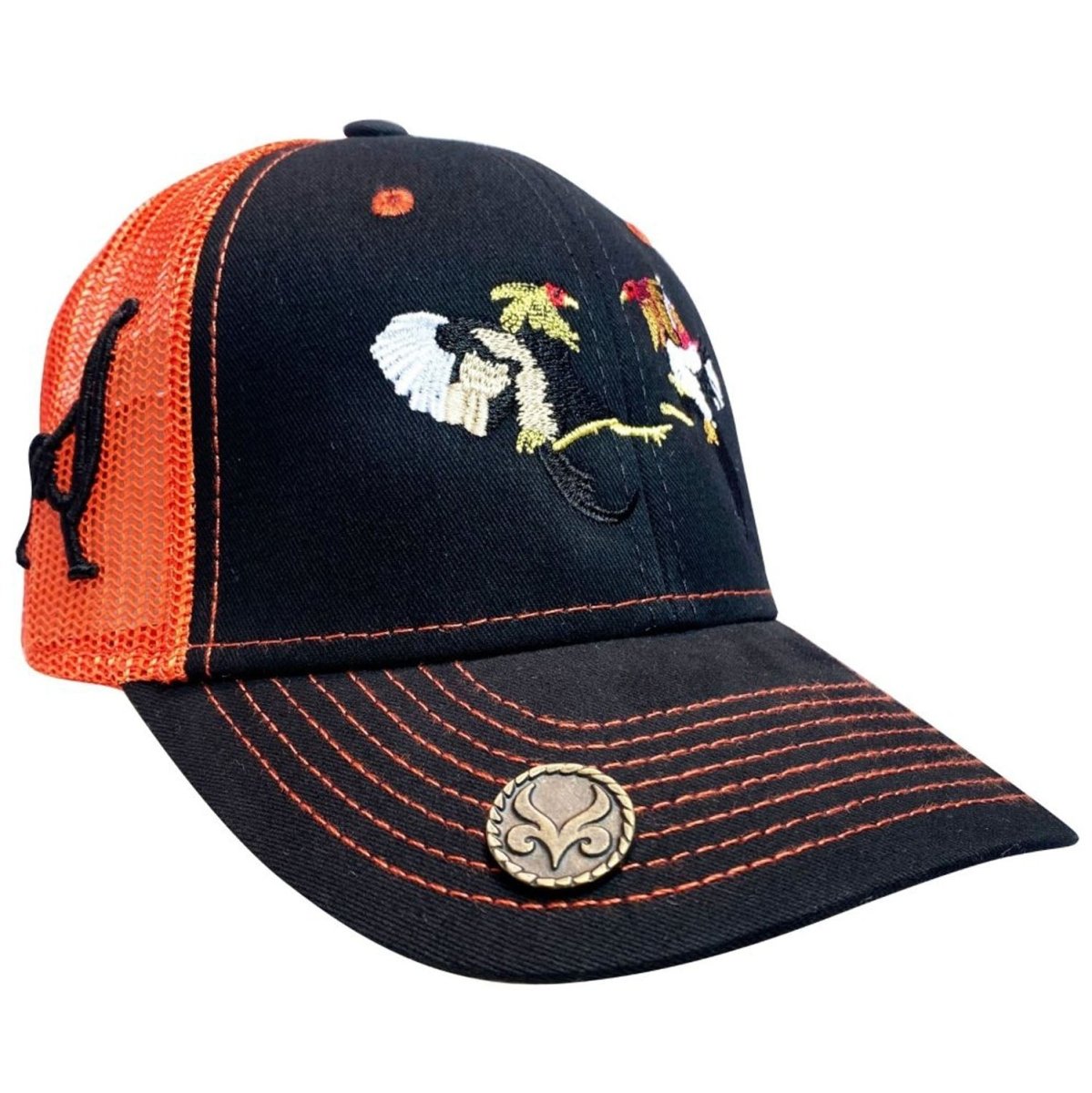 Gorra Charra con Bordado de Gallos de Pelea Color Naranja WD-1754 - ImporMexico