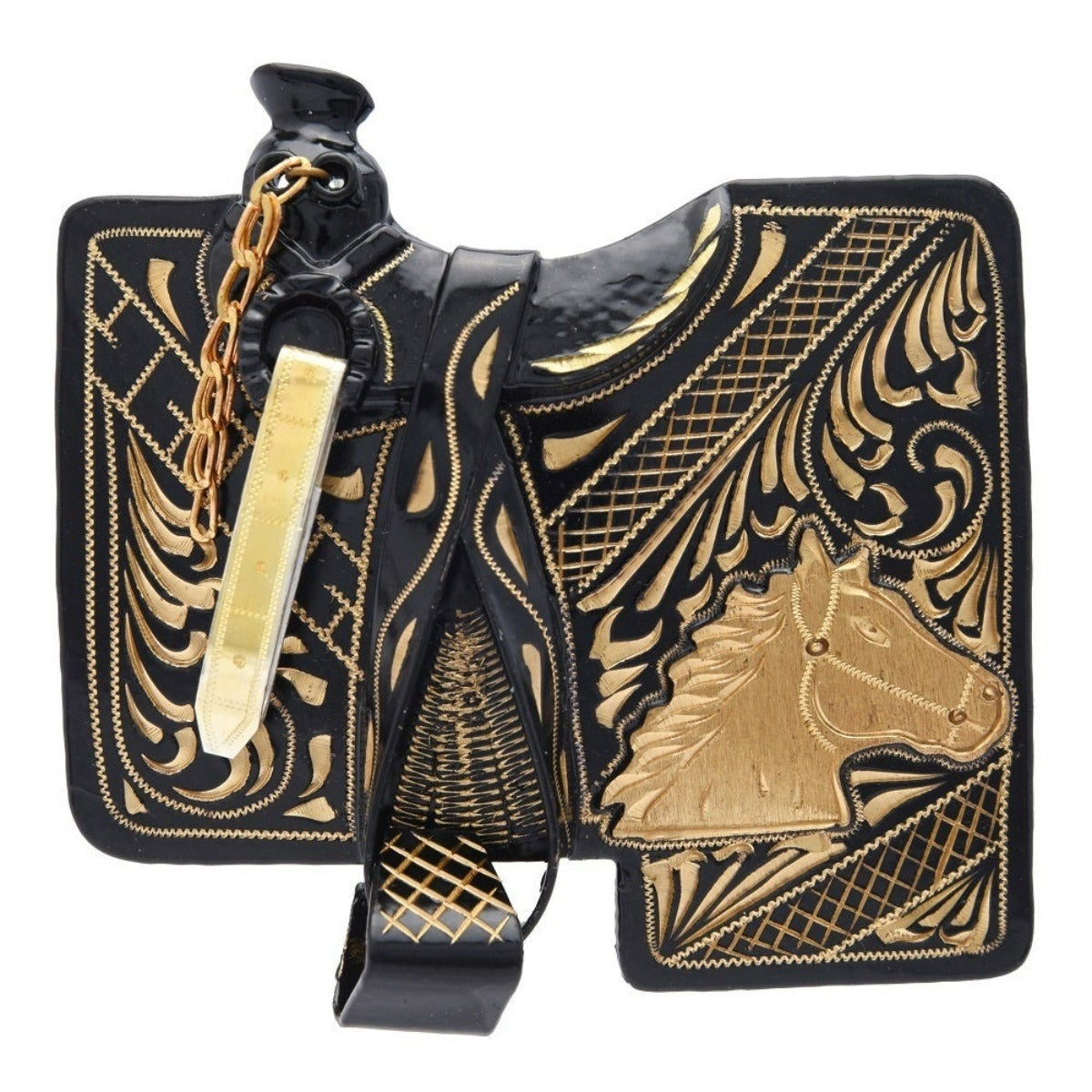 Hebilla con Silla de Montar y Caballo de Alpaca Fina IMP-24206 - Impormexico