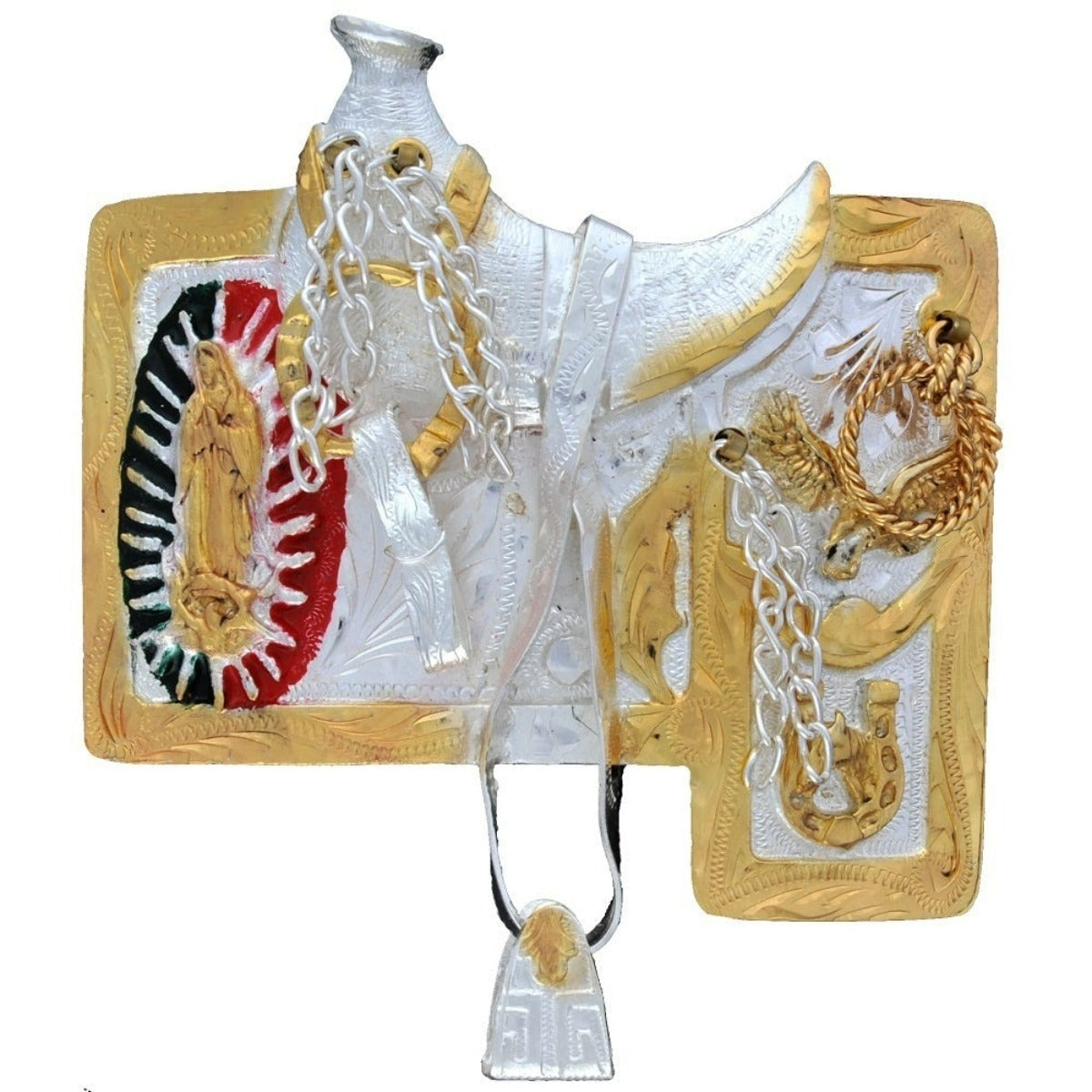 Hebilla con Silla de Montar y Virgen de Alpaca Fina IMP-24101 - Impormexico