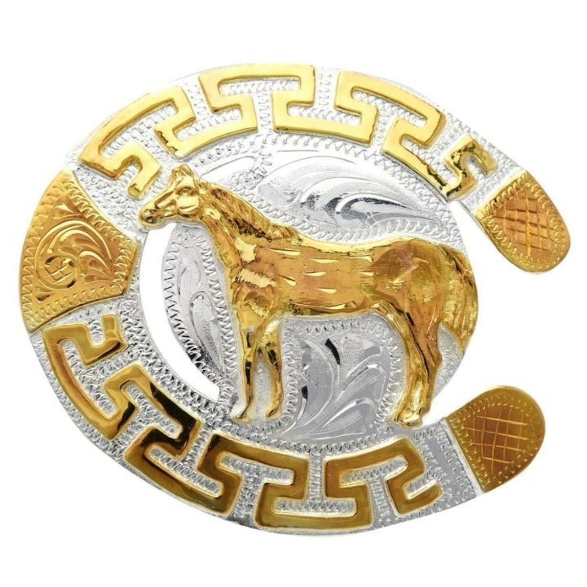 Hebilla de Herradura con Caballo de Alpaca Fina IMP-23120 - Impormexico