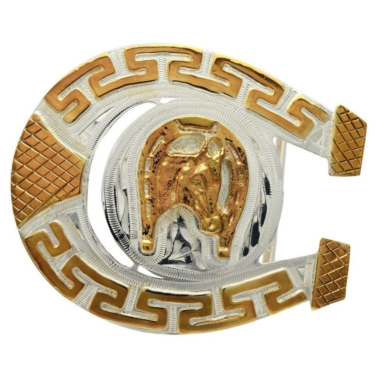 Hebilla de Herradura con Cabeza de Caballo de Alpaca Fina IMP-23114 - Impormexico