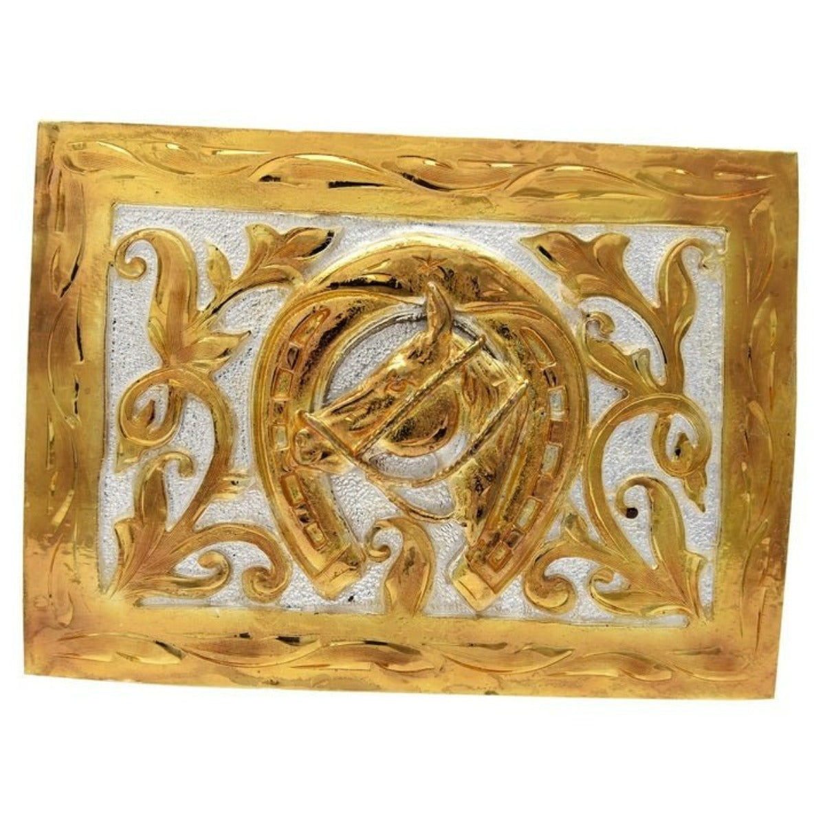 Hebilla Vaquera con Cabeza de Caballo de Alpaca Fina IMP-21127 - Impormexico