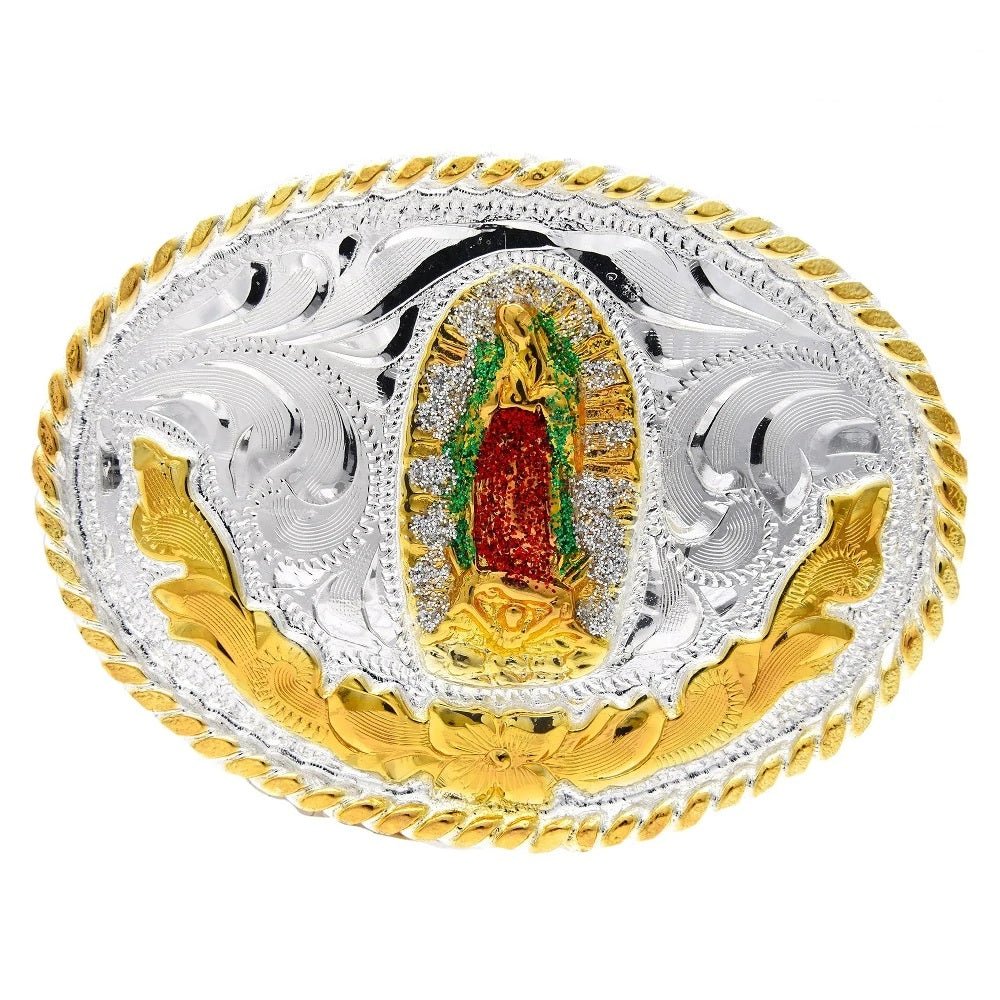Hebilla Vaquera con Virgen de Guadalupe de Alpaca Fina IMP-20301 - Impormexico