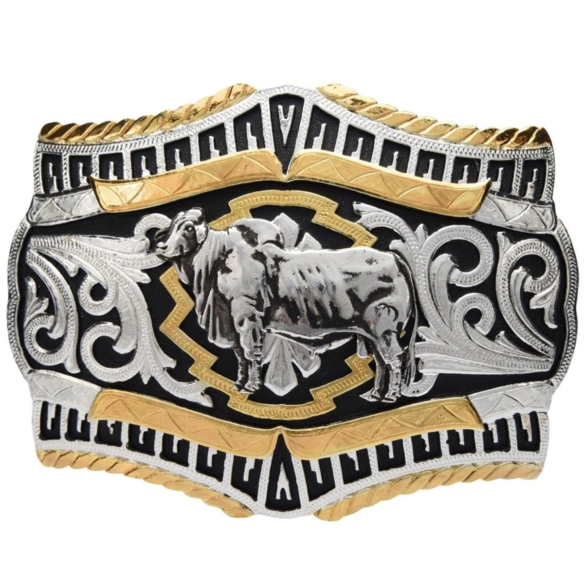 Hebilla Vaquera de Alpaca Fina con Toro WD-1383 - White Diamonds