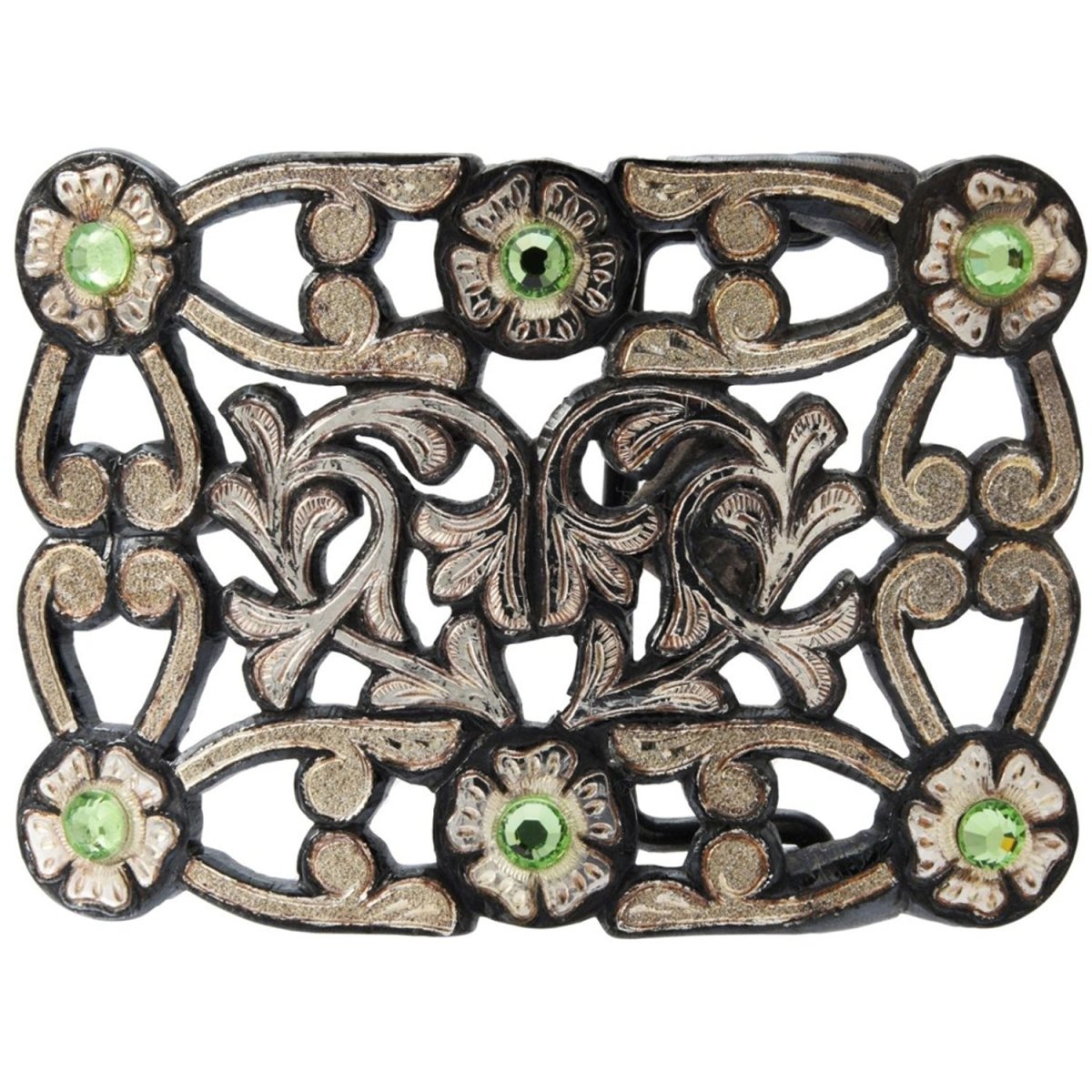 Hebilla Vaquera de Plata Original para Cinto con Flores WD-1369 - White Diamonds Boots