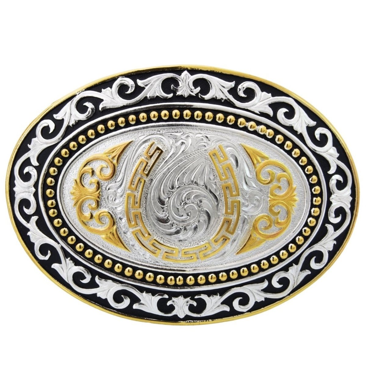 Hebilla Vaquera para Cinto con Herradura en Oro WD-1318 - White Diamonds