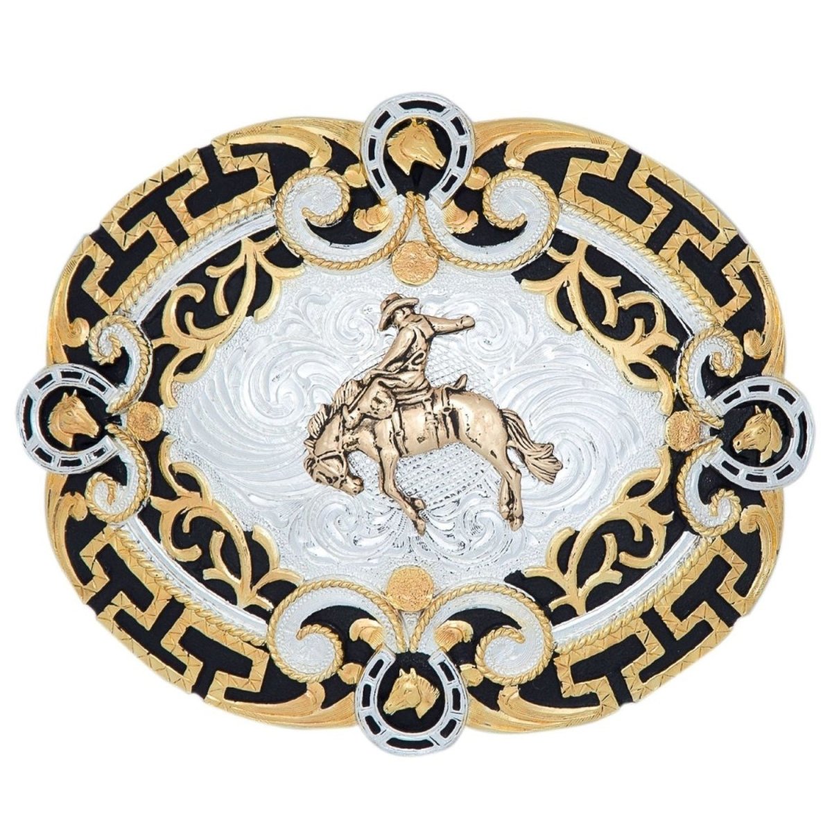 Hebilla Vaquera para Cinto con Jinete de Rodeo Dorada WD-1332 - White Diamonds Boots