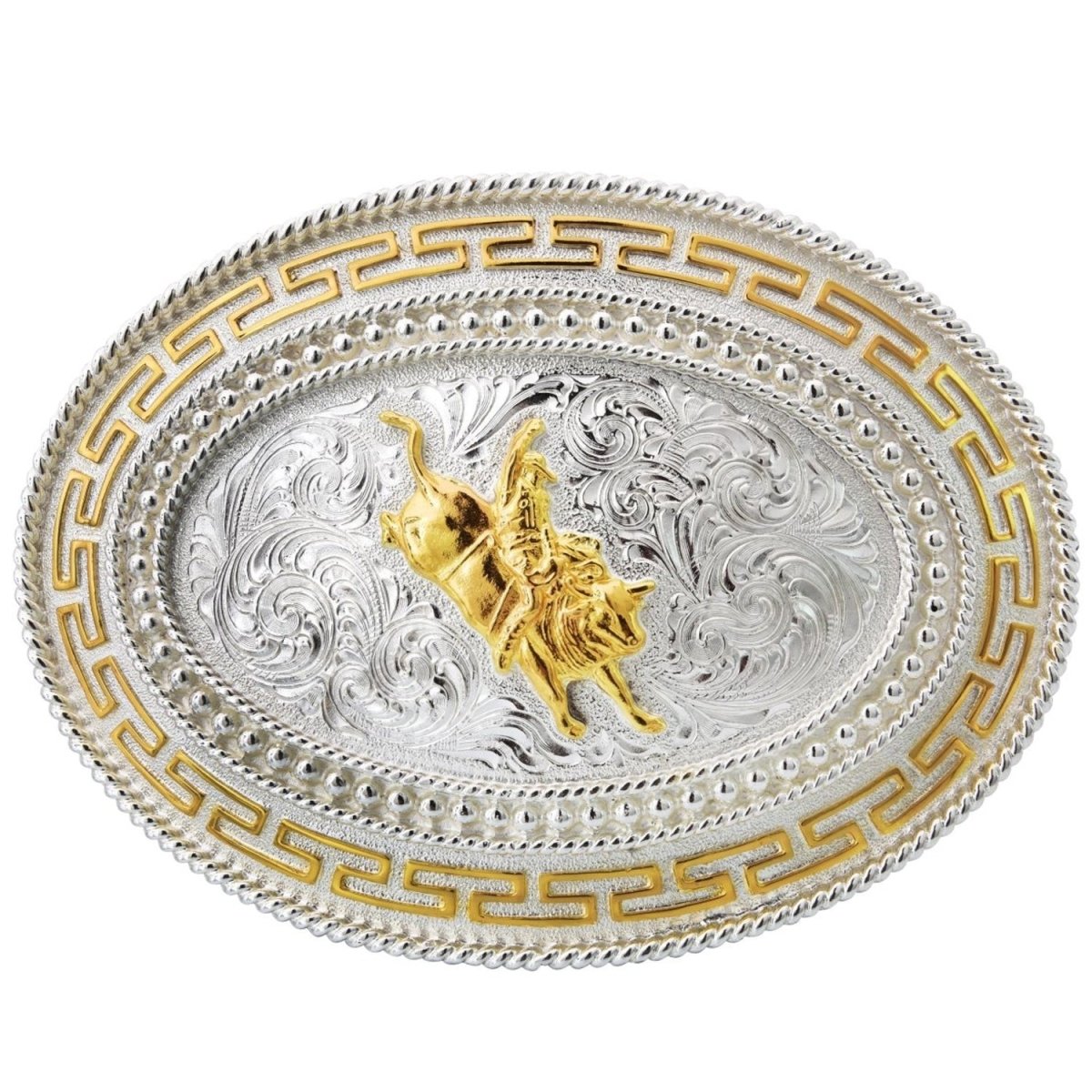 Hebilla Vaquera para Cinto con Monta de Toro en Oro WD-1316 - White Diamonds