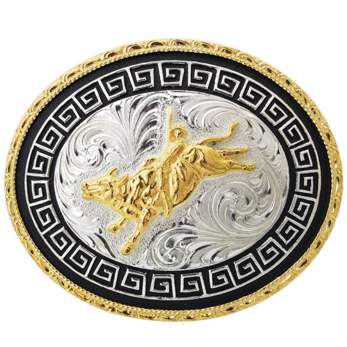 Hebilla Vaquera para Cinto con Monta de Toro en Oro WD-1317 - White Diamonds