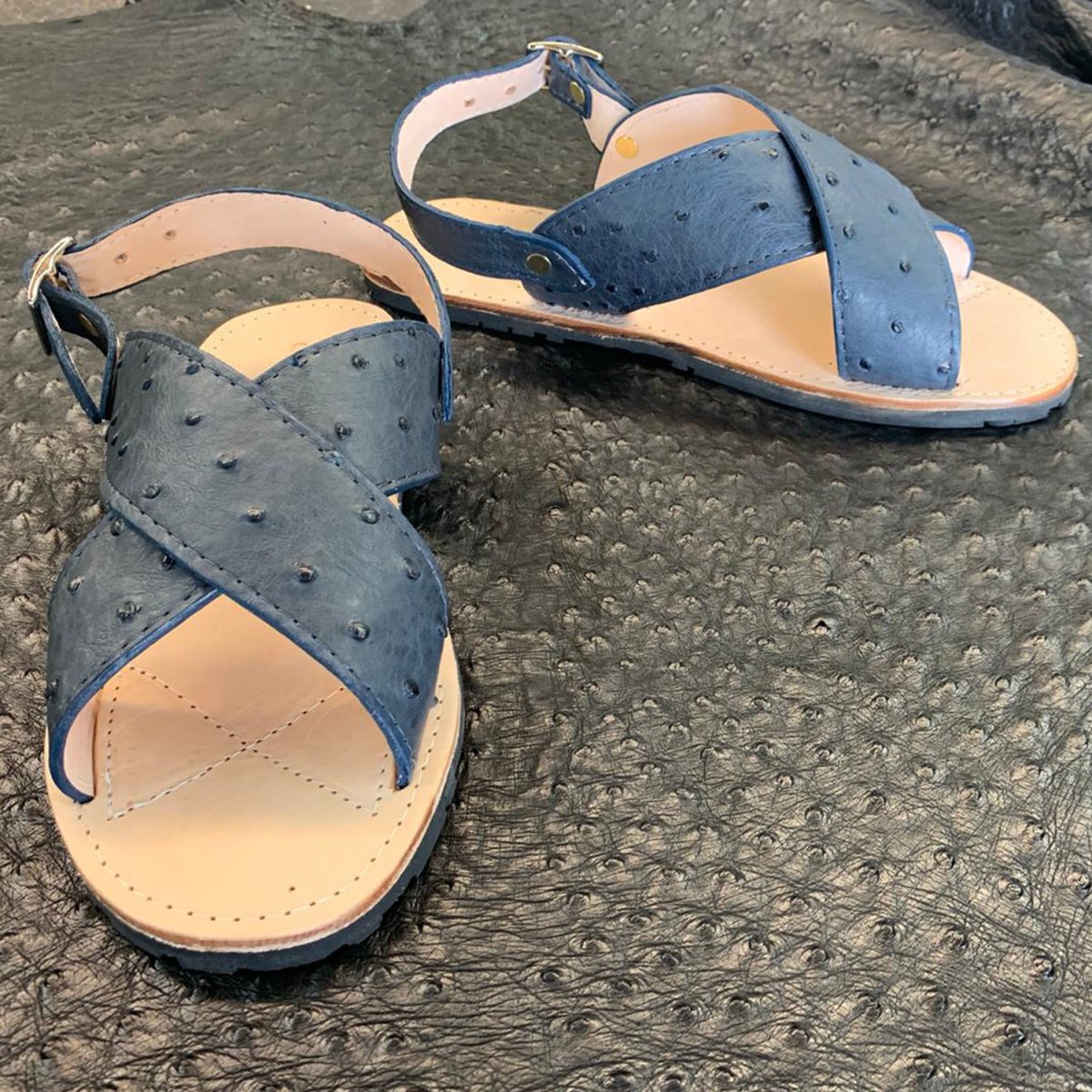 Huarache Avestruz Original Azul Mezclilla - caballobronco.com