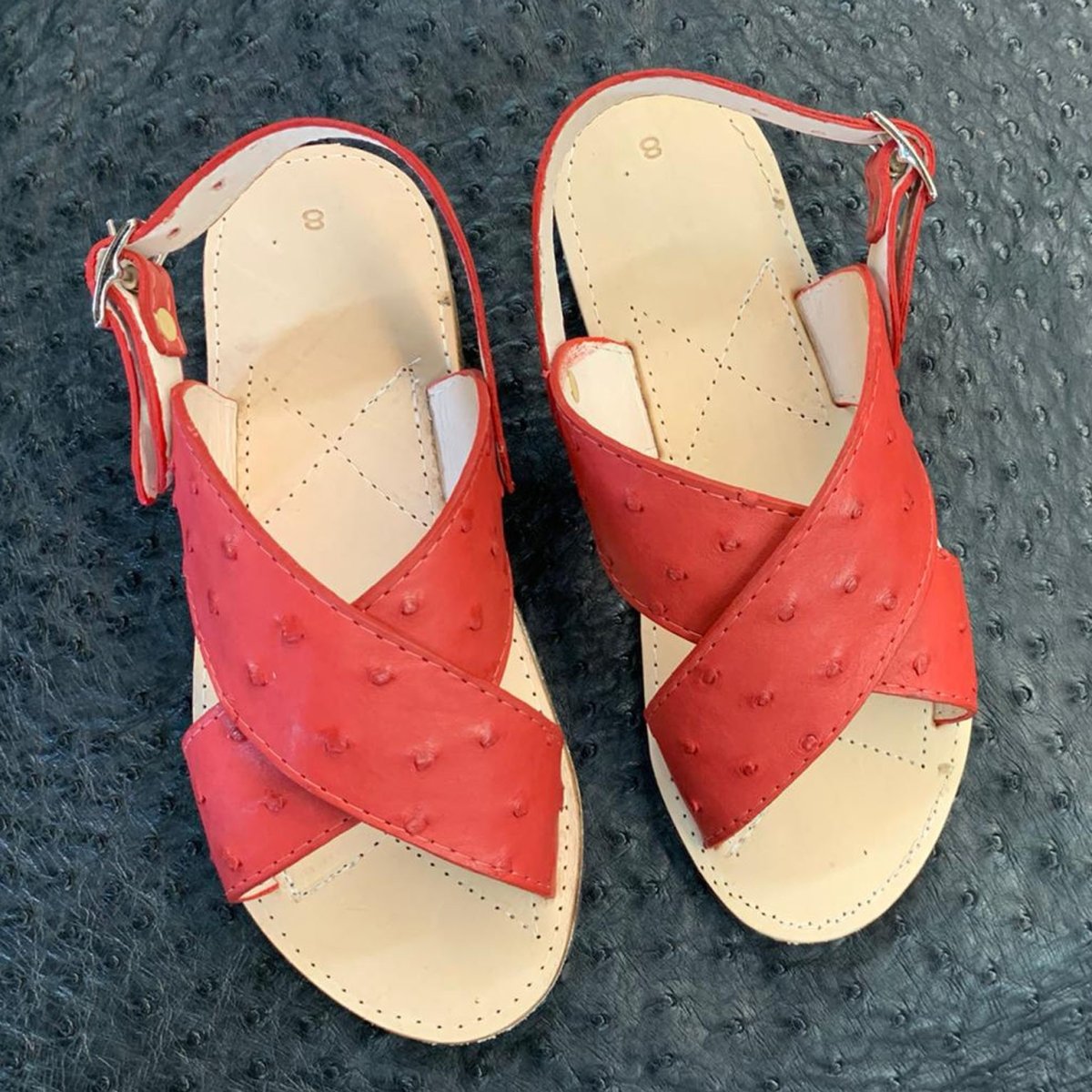 Huarache Avestruz Original Rojo - caballobronco.com