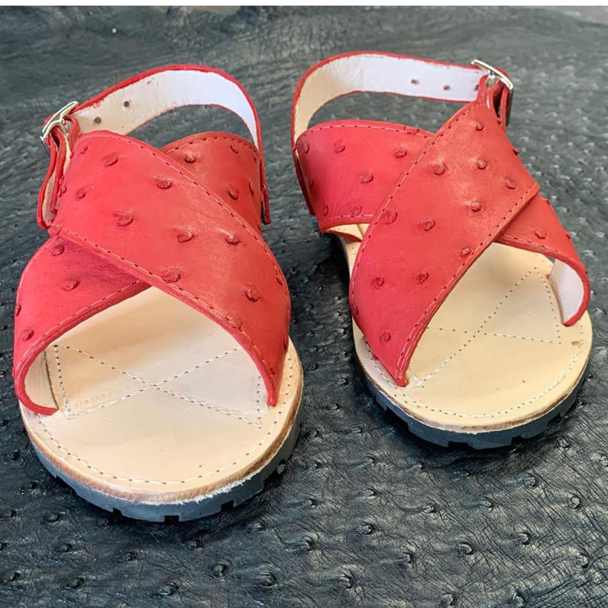 Huarache Avestruz Original Rojo - caballobronco.com