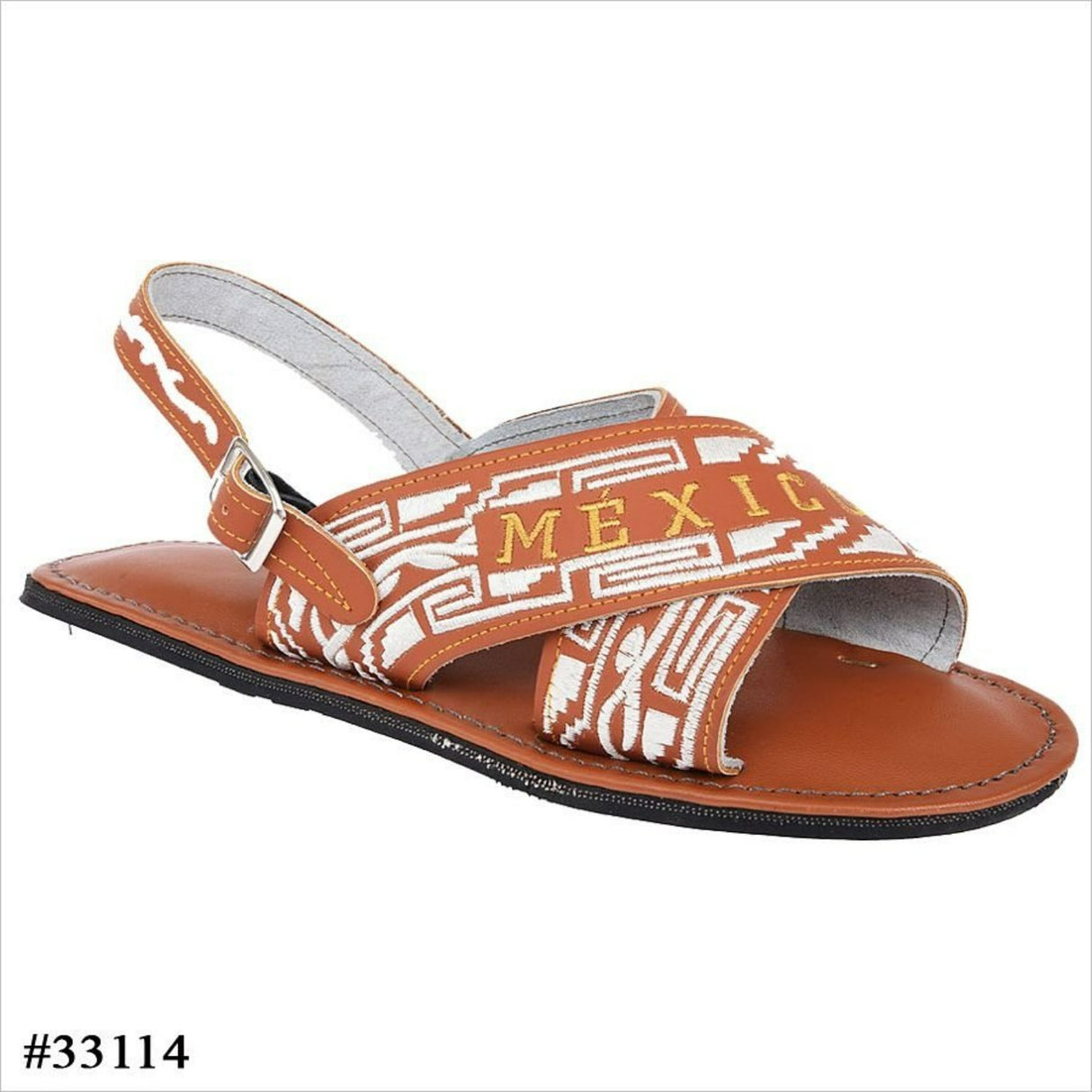 Huarache Cruzado Bordado para Hombre con Grecas Color Cafe imp-33114 - ImporMexico